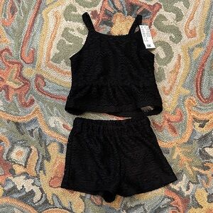 Girls H&M Black Lace Tank Top and Shorts Set